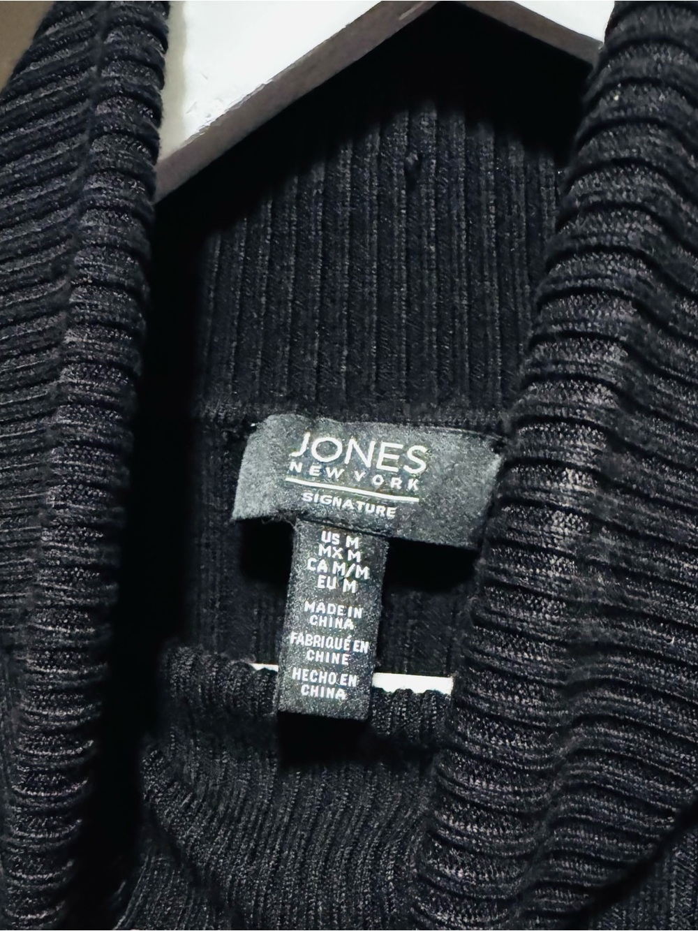 Jones New York Ladies Black Ribbed Turtleneck Sweater